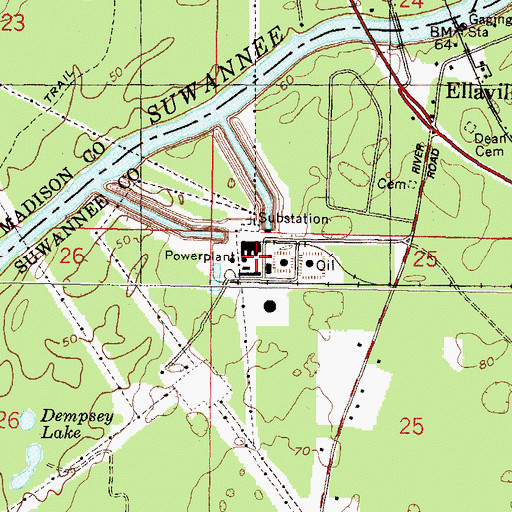 Topographic Map of Suwannee River Power Plant, FL
