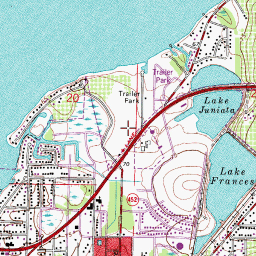 Topographic Map of Tavares Post Office, FL