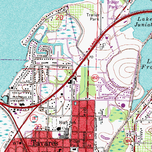 Topographic Map of Tavares Church of God, FL