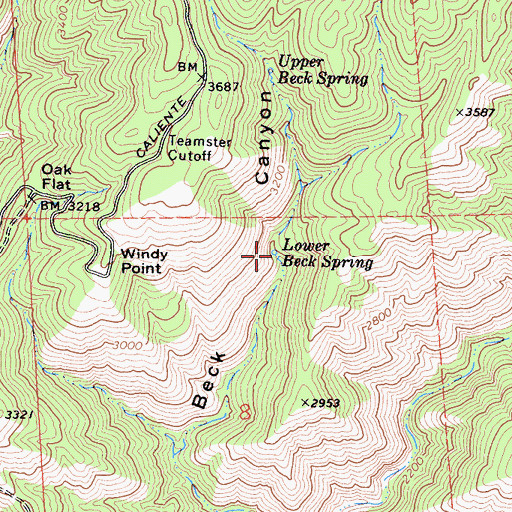 Topographic Map of Lower Beck Spring, CA