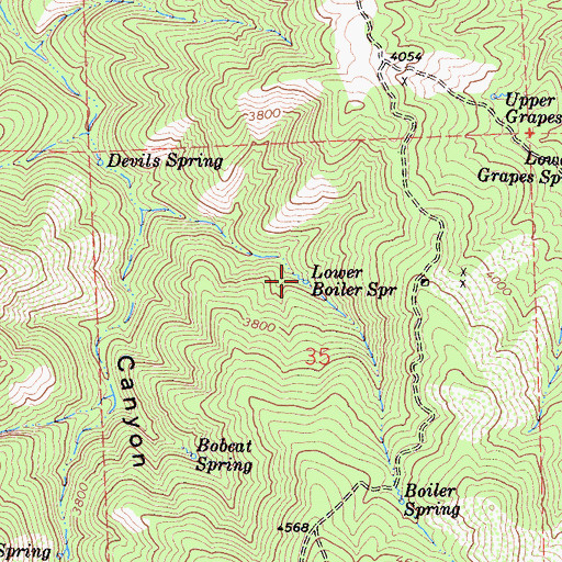 Topographic Map of Lower Boiler Spring, CA