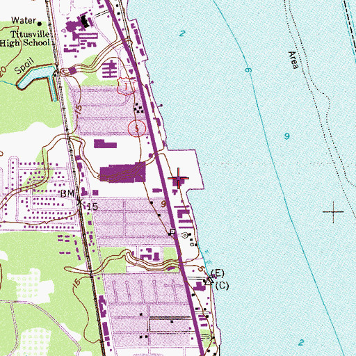 Topographic Map of Titusville Post Office, FL