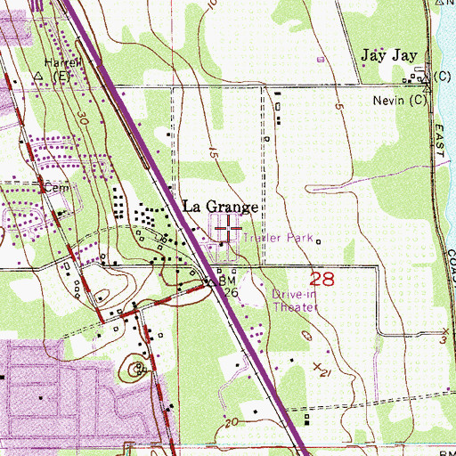 Topographic Map of Intercoastal Estates Mobile Home Park, FL