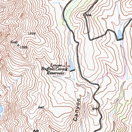 Topographic Map of Lower Buffalo Corral Reservoir, CA