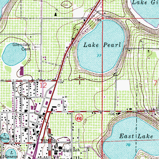 Topographic Map of Olde Mill Stream Recreational Vehicle Park, FL
