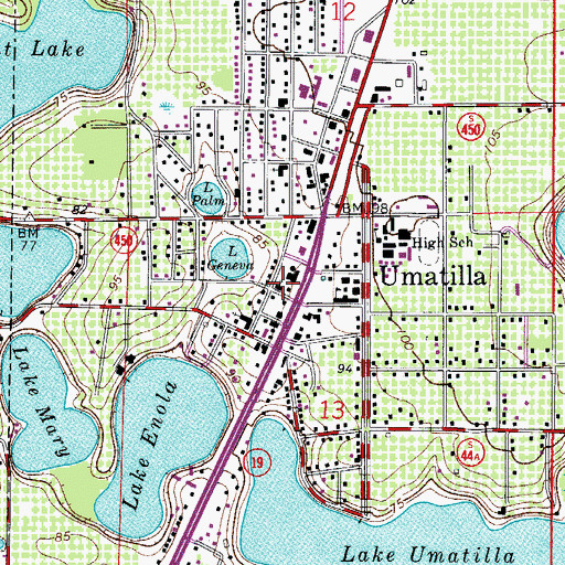 Topographic Map of New Hope Missionary Baptist Church of Lake County, FL