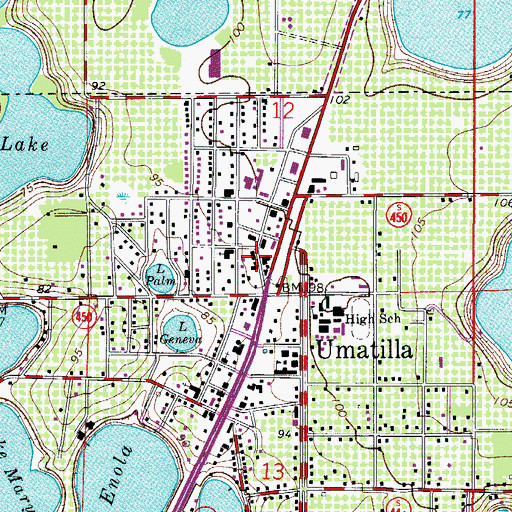Topographic Map of Umatilla Church of God, FL