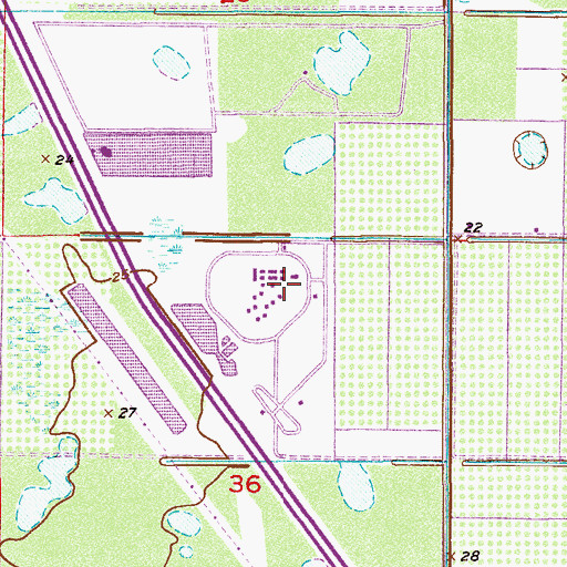 Topographic Map of Indian River Correctional Institution Library, FL
