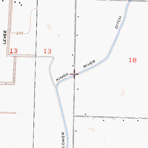 Topographic Map of Lower Kings River Ditch, CA