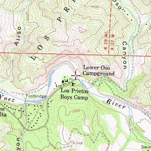 Topographic Map of Lower Oso Campground, CA