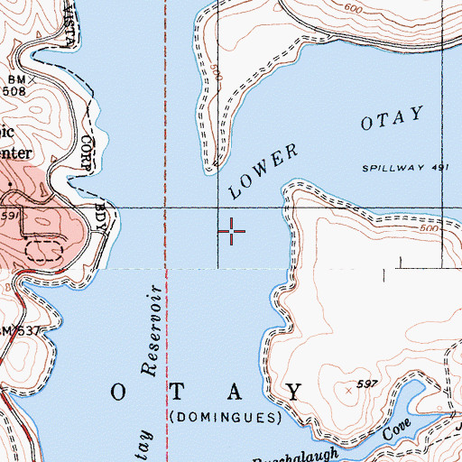 Topographic Map of Lower Otay Lake, CA
