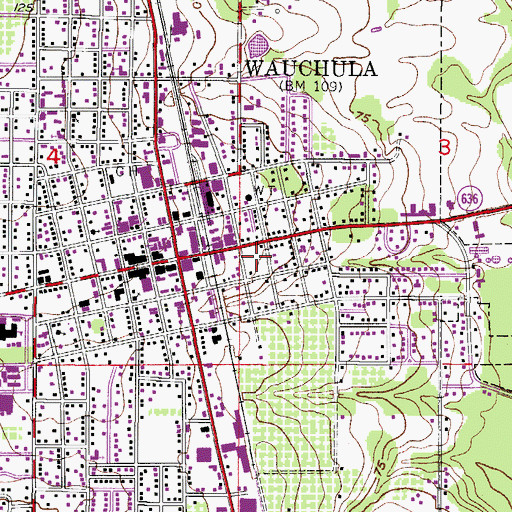 Topographic Map of Wauchula Post Office, FL