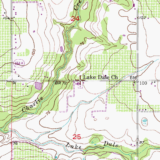 Topographic Map of Lake Area Bible Church, FL