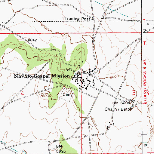 Topographic Map of Navajo Gospel Mission, AZ