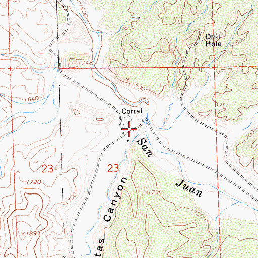 Topographic Map of Lower Piletas Canyon, CA