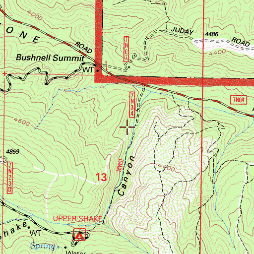 Topographic Map of Lower Shake Campground, CA
