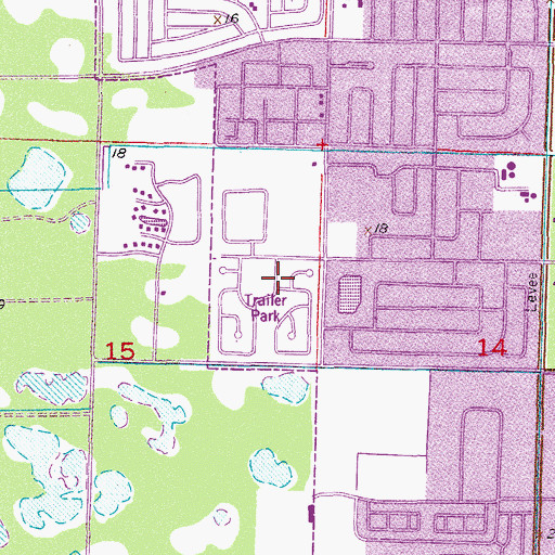 Topographic Map of Tavares Cove Mobile Home Park, FL