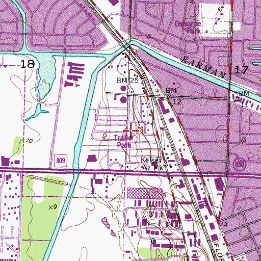 Topographic Map of Hi Acres Park Mobile Home Park, FL