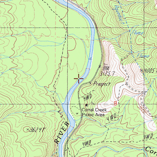 Topographic Map of Lower Springhill Campground, CA