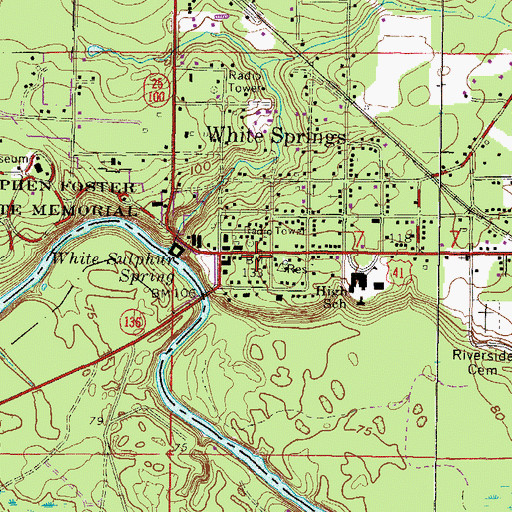 Topographic Map of White Springs Post Office, FL