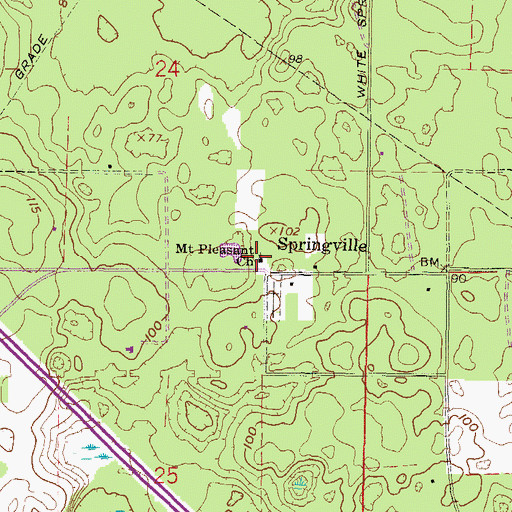Topographic Map of Mount Pleasant Baptist Church, FL