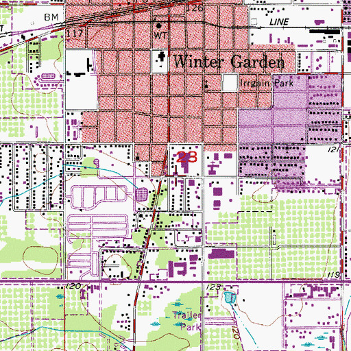 Topographic Map of Orange County Library System West Orange Branch Library, FL