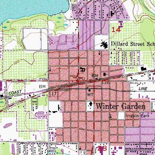 Topographic Map of Downtown Winter Garden Post Office, FL