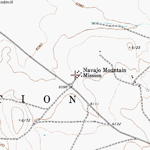 Topographic Map of Navajo Mountain Mission, AZ