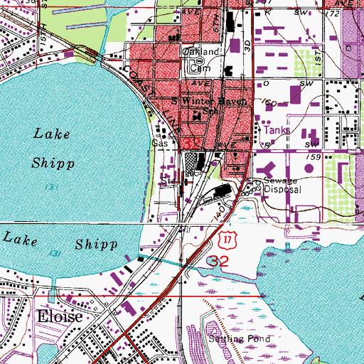 Topographic Map of Winter Haven Amtrak Station, FL