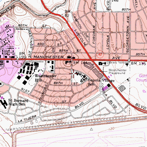 Topographic Map of Loyola Village Elementary School, CA
