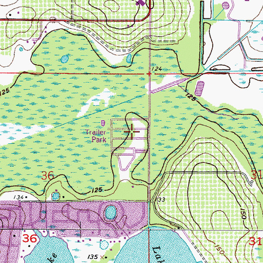 Topographic Map of Cypress Gardens Mobile Home Park, FL