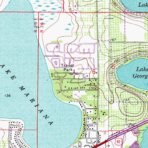 Topographic Map of Dawson Mobile Home Park, FL