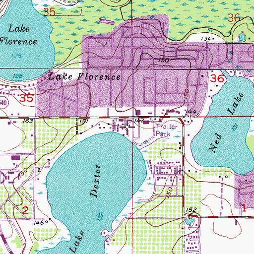 Topographic Map of Lowes Mobile Home Park, FL