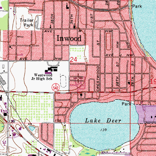 Topographic Map of Twin Oaks Mobile Home Park, FL