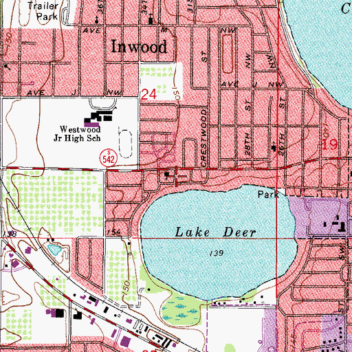 Topographic Map of Lake Deer Mobile Hamlet, FL
