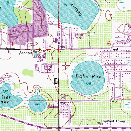 Topographic Map of Lake Fox Village Mobile Home Park, FL