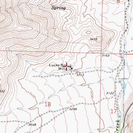 Topographic Map of Lucky Box Mine, CA