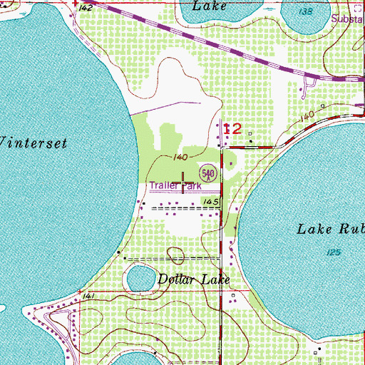 Topographic Map of Winterset Shores Estates Mobile Home Park, FL