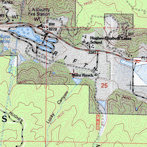 Topographic Map of Lucky Canyon, CA