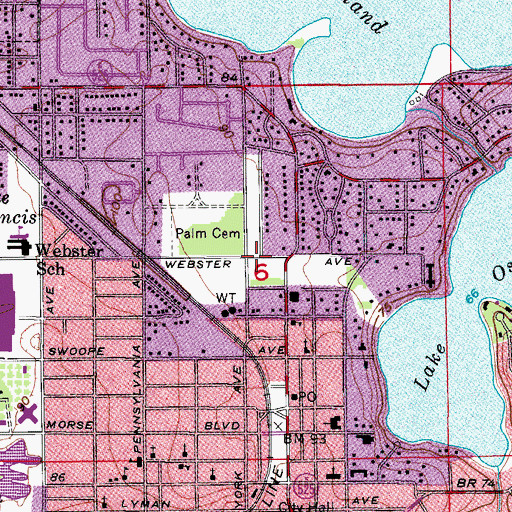 Topographic Map of Wyndemere Country Club, FL