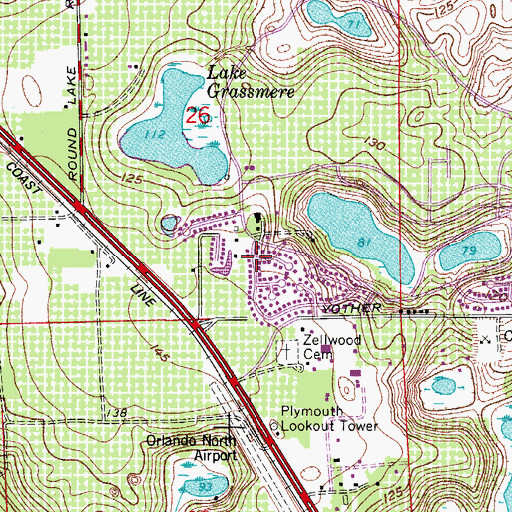 Topographic Map of Zellwood Station Mobile Home Park, FL