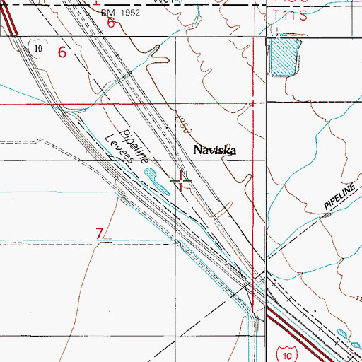 Topographic Map of Naviska, AZ