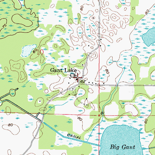 Topographic Map of Gant Lake Baptist Church, FL