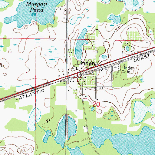 Topographic Map of Linden Church of God, FL
