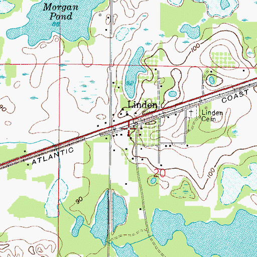 Topographic Map of Linden Church of God, FL