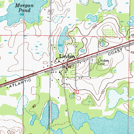 Topographic Map of Linden United Methodist Church, FL