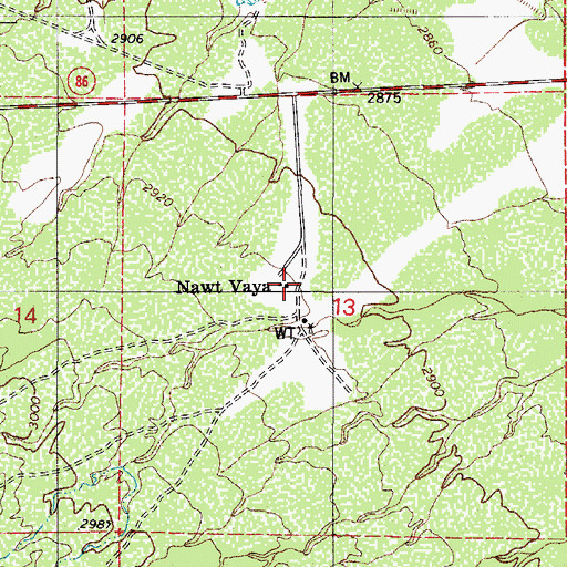 Topographic Map of Nawt Vaya, AZ