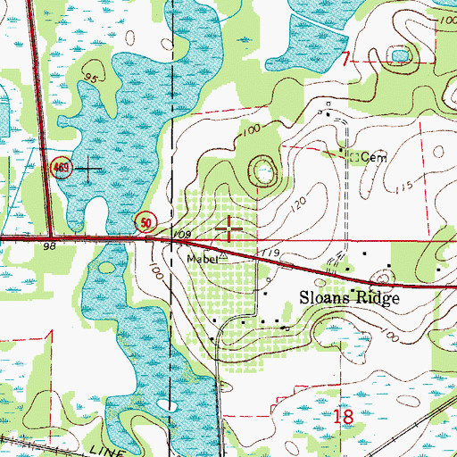Topographic Map of Rose of Sharon Worship Center, FL
