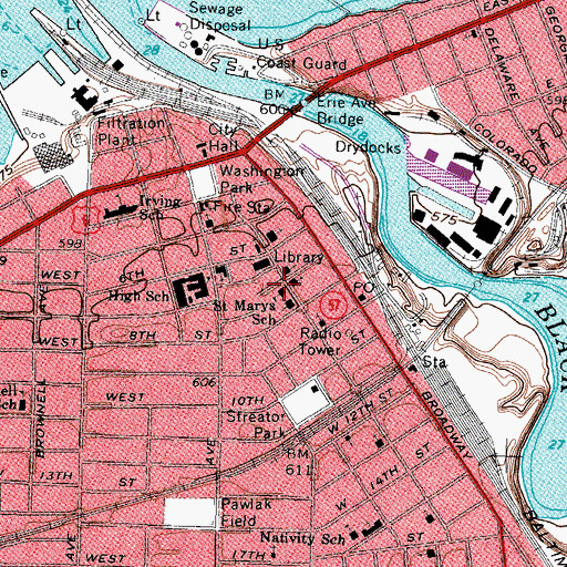 Topographic Map of Lorain Gifted Academy (historical), OH