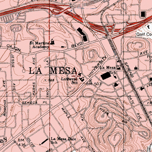 Topographic Map of Christ Lutheran School, CA